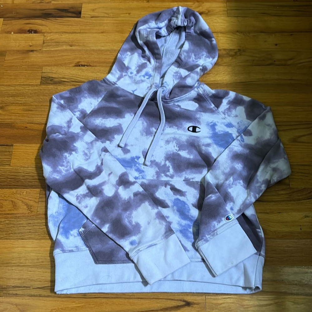 purple tie dye champion hoodie size s